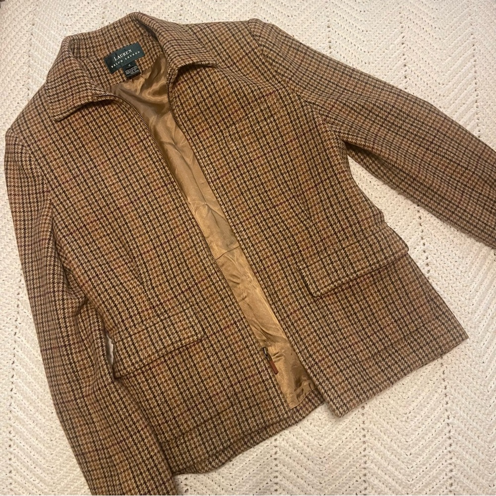 Ralph Lauren Houndstooth Wool plaid equestrian riding jacket